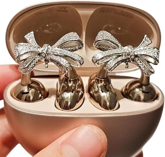 Bow Rhinestone Clip-On Earbuds Decoration - Elegant Zirconia Accessory