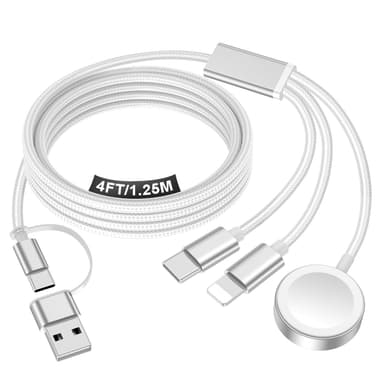Travel Essentials 3-in-2 Multi Charging Cable for Apple Watch, iPhone, and Samsung Devices