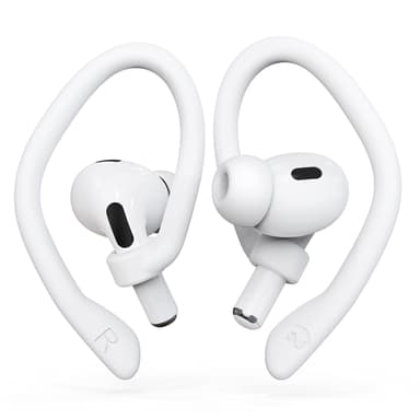 [2 Pairs] DamonLight Ear Hooks for AirPods Pro & AirPods 1-4 - Comfortable, Anti-Slip, Ergonomic Ear Hooks (Medium, White)