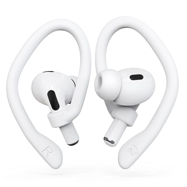 [2 Pairs] DamonLight Ear Hooks for AirPods Pro & AirPods 1-4 - Comfortable, Anti-Slip, Ergonomic Ear Hooks (Medium, White)