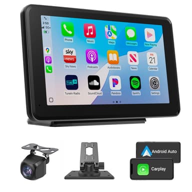 Wireless CarPlay & Android Auto 7" HD Portable Touchscreen Car Stereo with Bluetooth 5.2 and Backup Camera
