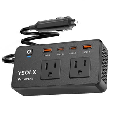 300W Portable Car Power Inverter with Dual 12V-110V AC Outlets and USB Charging