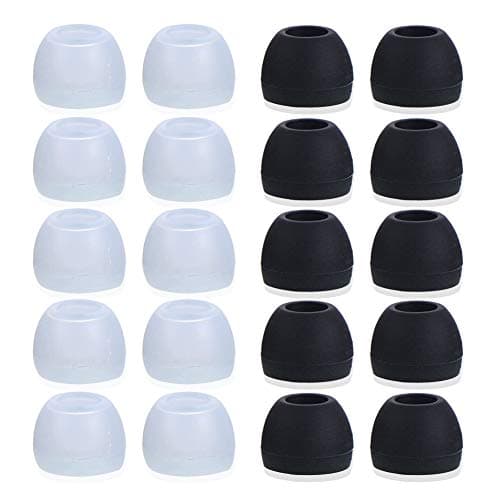 Blacell 20 Pcs Medium Silicone Earbud Cap Tip Cover Replacement - Black & Clear
