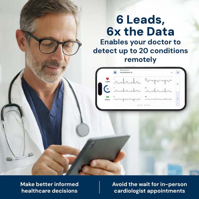 KardiaMobile 6L EKG Monitor - Medical-Grade, FDA-Cleared Heart Health Tracker