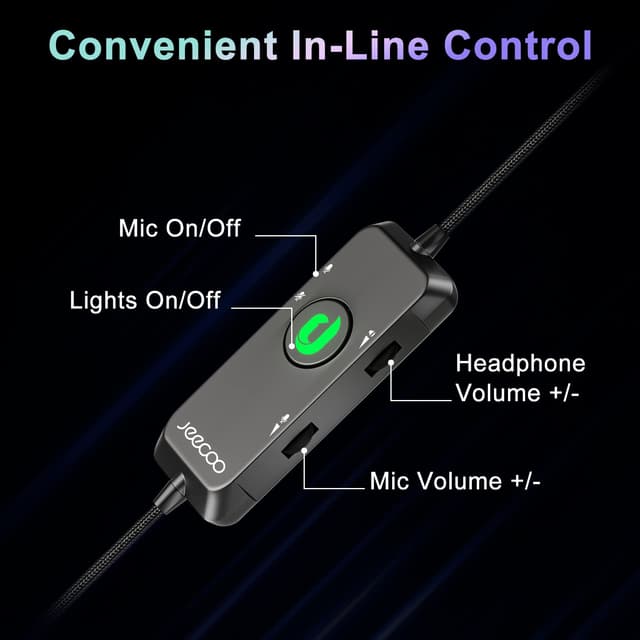 Jeecoo V20U USB Pro Gaming Headset with 7.1 Surround Sound and Noise Cancelling Mic