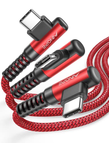 AINOPE USB-A to USB-C Cable 2-Pack (6.6ft) with Right Angle Design for Fast Charging and Data Sync
