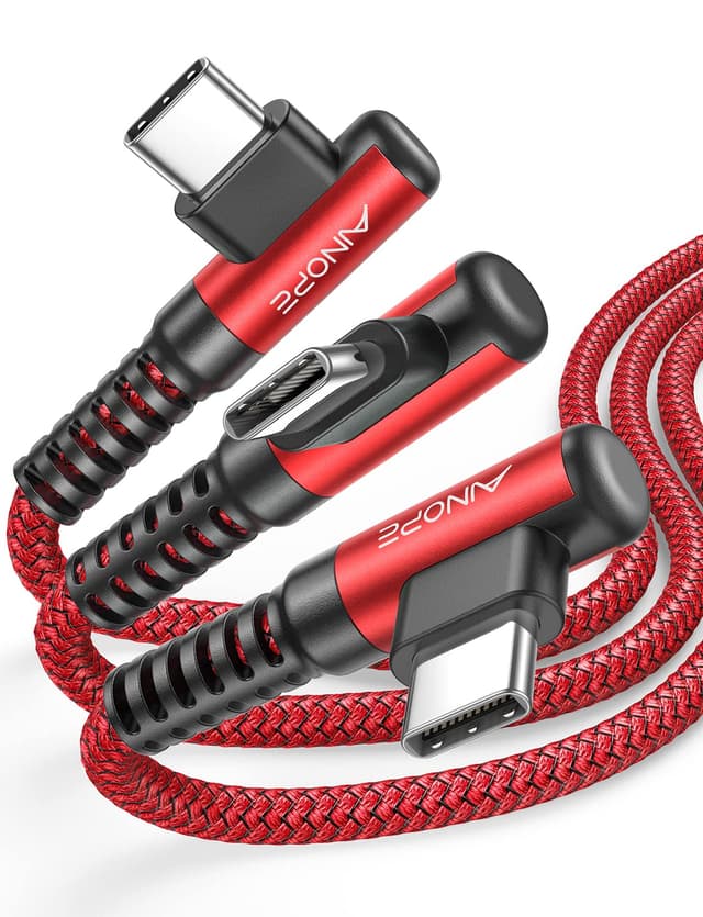 AINOPE USB-A to USB-C Cable 2-Pack (6.6ft) with Right Angle Design for Fast Charging and Data Sync