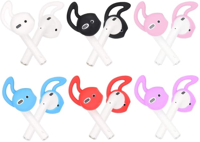 JNSA Silicone Ear Tips and Ear Hooks for Apple AirPods/EarPods - 6 Pairs, Multi-Color