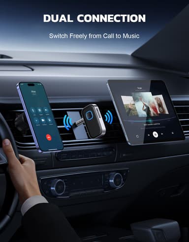 COMSOON Bluetooth Receiver for Car - Wireless AUX Adapter with Noise Cancelling and 16H Battery