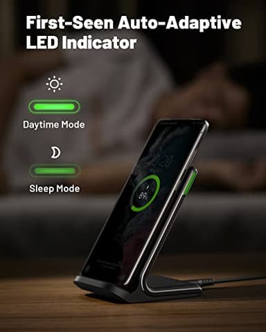 INIU 15W Fast Wireless Charging Station with Adaptive Sleep-Friendly Light