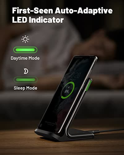 INIU 15W Fast Wireless Charging Station with Adaptive Sleep-Friendly Light