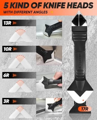 Saker 3-in-1 Silicone Caulking Tool with Stainless Steel Blade and Silicone Smoother