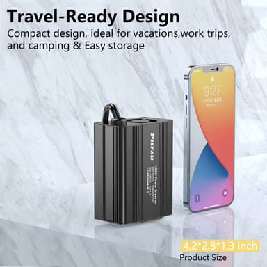 150W Car Power Inverter with Dual USB Charger and Safety Features