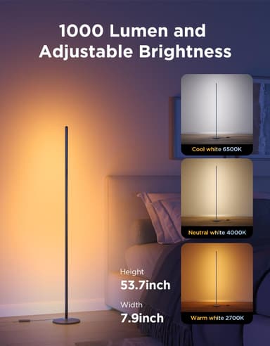 Govee RGBIC Floor Lamp Basic – Smart LED Corner Lamp with 16 Million Colors and Music Sync