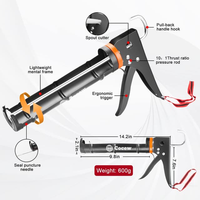 Cocew Caulk Gun Kit with Silicone Caulking Gun and Multi-Tool Set