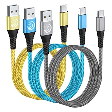 Aioneus 3-Pack 10FT USB-C Fast Charging Nylon Braided Cables