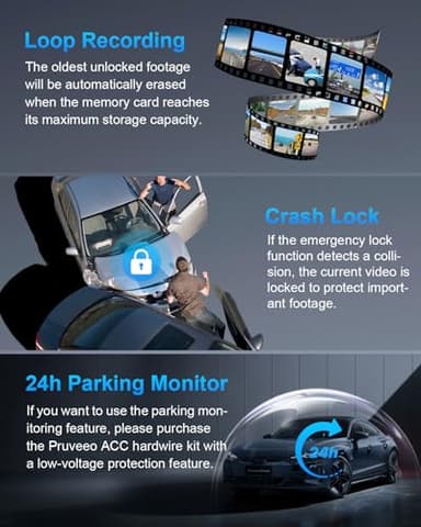 PRUVEEO 360° 4 Channel Dash Cam with GPS, WiFi, Night Vision & Parking Mode