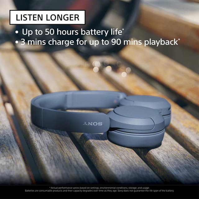 Sony WH-CH520 Wireless On-Ear Headphones with Long Battery Life and Clear Calls