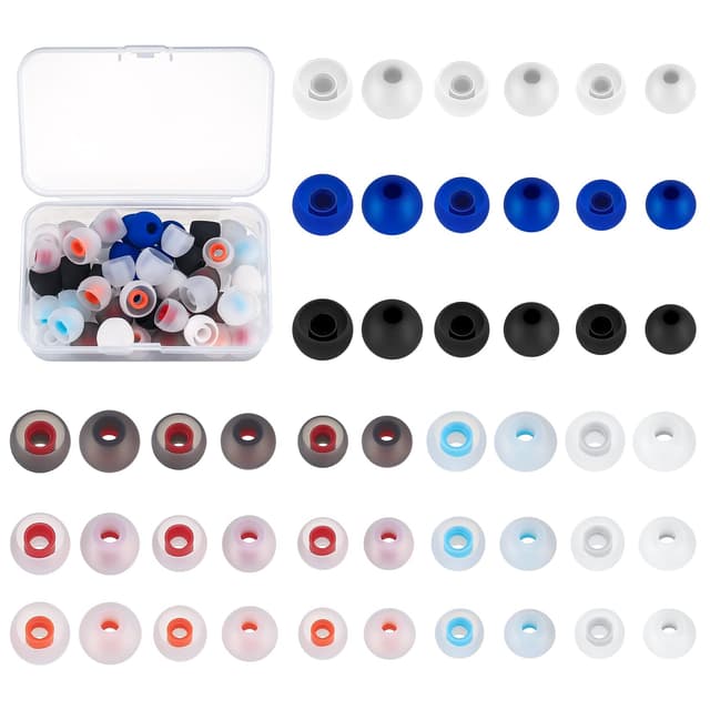 48 Pcs Silicone Earbuds Replacement Tips with 3 Sizes and 8 Colors