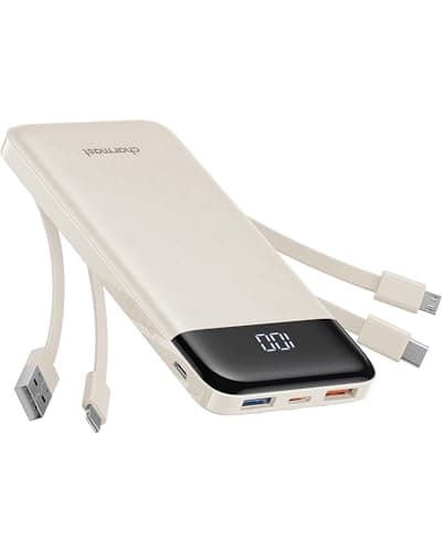 Charmast 10000mAh Portable Charger with Built-in Cables and Multi-Device Fast Charging