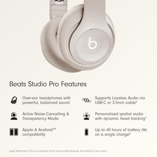 Beats Studio Pro Premium Wireless Over-Ear Headphones – Superior Sound and Long Battery Life