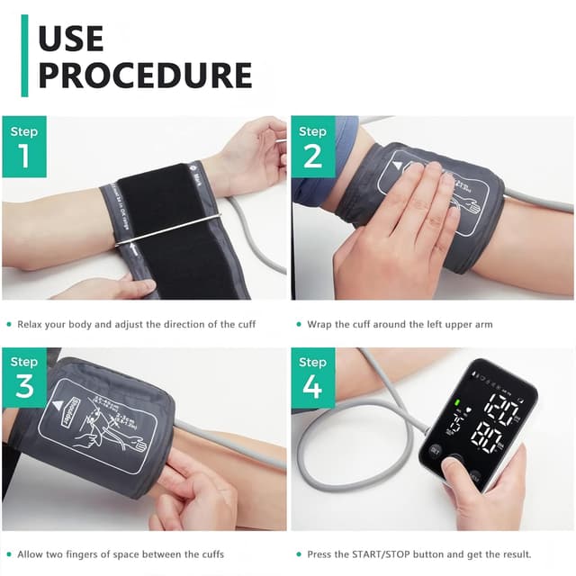 Oklar Upper Arm Blood Pressure Monitor with Dual User Memory and Large LED Display