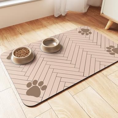 Absorbent and Waterproof Pet Feeding Mat with Non-Slip Backing - 20"x12" Striped Dark Gray