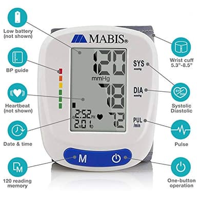 Mabis Digital Premium Wrist Blood Pressure Monitor with Automatic Wrist Cuff