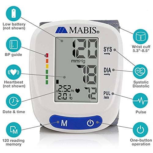 Mabis Digital Premium Wrist Blood Pressure Monitor with Automatic Wrist Cuff