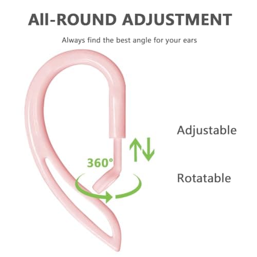 Adjustable Ear Hooks for Apple AirPods - Secure Fit and Sweat Resistant (Pink)