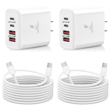BECHAGE 2-Pack 40W 4-Port USB C Wall Charger - Fast Charging Power Adapter