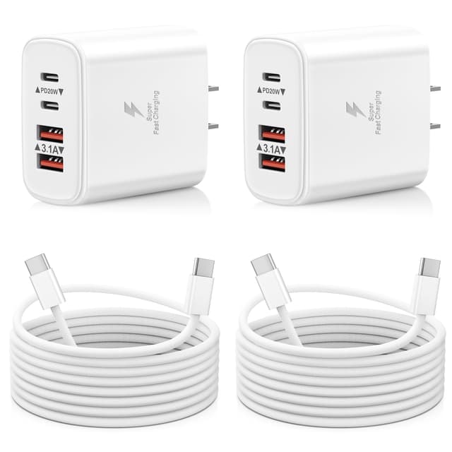 BECHAGE 2-Pack 40W 4-Port USB C Wall Charger - Fast Charging Power Adapter