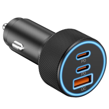 KENHAO 67W 3-Port USB-C & USB-A Car Charger with PD and QC Fast Charging