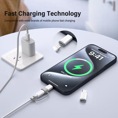 Thousover 4 Pack Lightning to USB-C Adapter for iPhone 15/16/17 Series - Fast Charging & Data Transfer