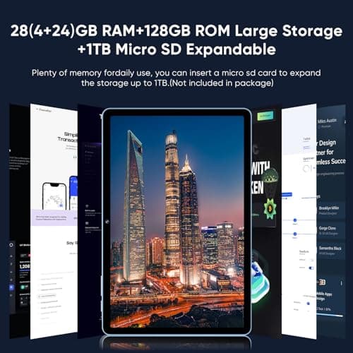 WXUNJA Android 16 Tablet - 11 Inch Octa-Core with 28GB RAM & 128GB Storage