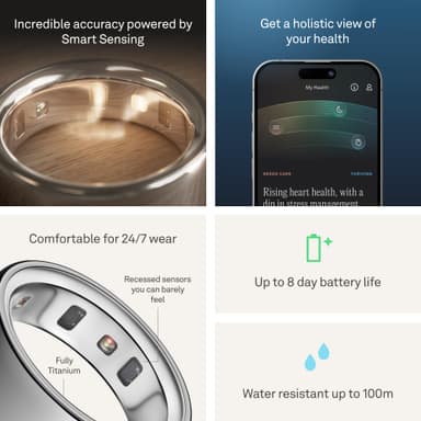 Oura Ring 4 - Advanced Health and Sleep Tracker in Silver, Size 8