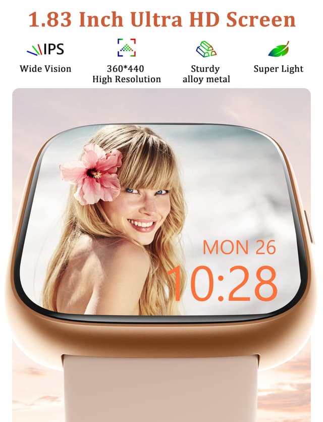 LODIMEKE Smart Watch with Alexa, 44mm, 1.83" HD Display, Health & Sports Tracking, IP68 Waterproof