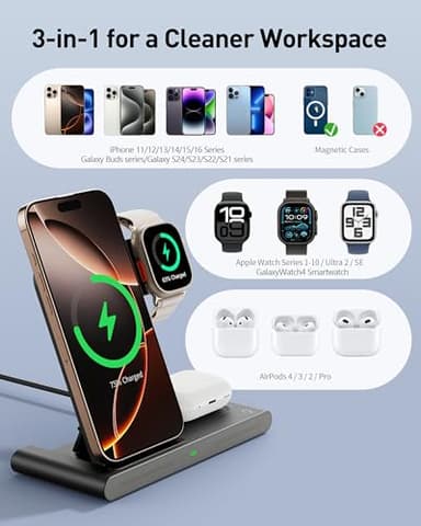 RYND 2026 Travel Portable 3-in-1 Wireless Fast Charger for Apple & Android Devices