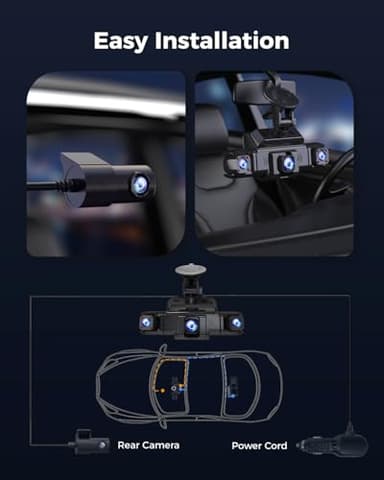360 View 4-Channel Dash Cam with GPS, 5G WiFi, Night Vision, and 128GB Card
