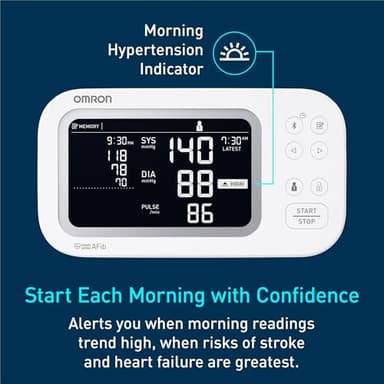 OMRON Platinum Upper Arm Blood Pressure Monitor with AFib Detection and Bluetooth Connectivity