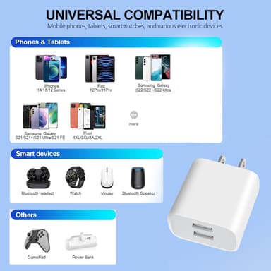 USB Wall Charger 4-Pack with Dual USB Ports for Fast and Convenient Charging