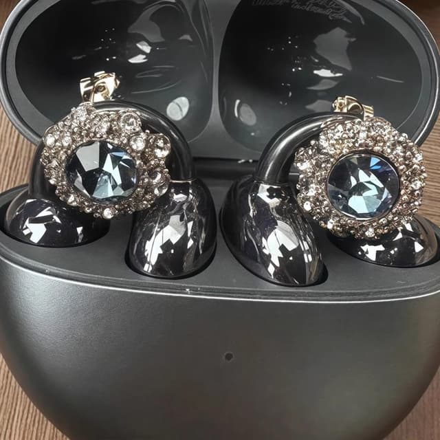 Elegant Rhinestone Clip-On Decorations for Open-Ear Earbuds