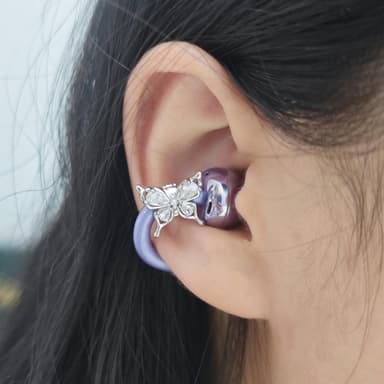 Bow Rhinestone Clip-On Decorations for Open-Ear Earbuds