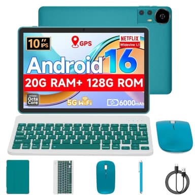 Nyxolaria 10.1-Inch Android 16 Tablet with Keyboard, Mouse, Stylus, and Protective Case (Pink)