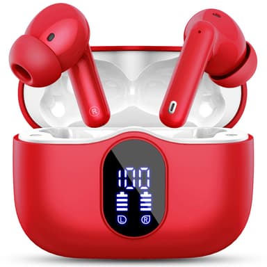 Wireless Bluetooth 5.4 Earbuds with ENC Noise Cancellation and LED Charging Display