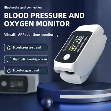 Portable Fingertip Pulse Oximeter and Blood Pressure Monitor with Lightweight Compact Design