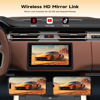 Haudio Double Din Car Stereo with Wireless CarPlay & Android Auto, 7" HD Touchscreen