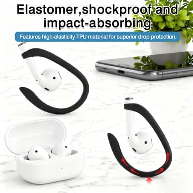 Brvlsoc 6 Pairs Ear Hooks for AirPods – Secure, Comfortable, and Easy-to-Use TPU Clips