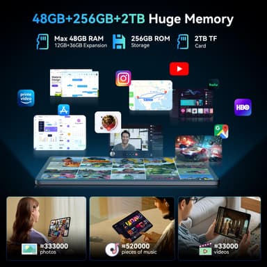 2026 Upgraded 12.2-Inch Android 16 Tablet with Keyboard, 2.5K QHD Display, 48GB RAM + 256GB Storage, 5G WiFi, Octa-Core, 10000mAh Battery, and 4-Year Warranty