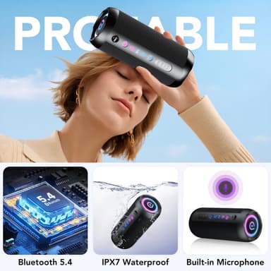 Portable Bluetooth Speaker with 30W Dual Drivers and IPX7 Waterproof Rating